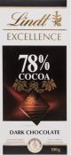 Lindt Excellence 78% Cocoa Dark Chocolate 100g